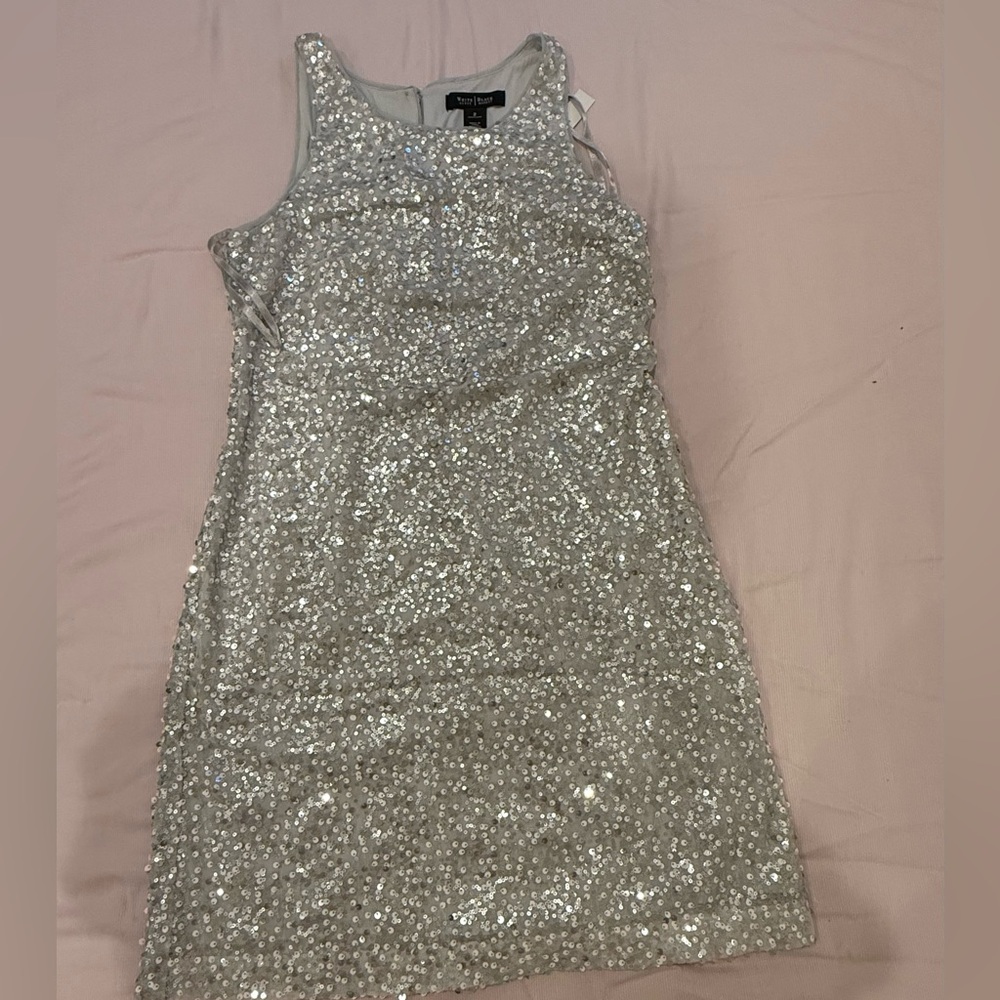 White House Black Market Silver Sequin Dress